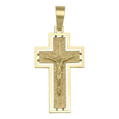 10k, 14k Yellow Gold Solid Religious Italian Cross in Cross with Crucifix