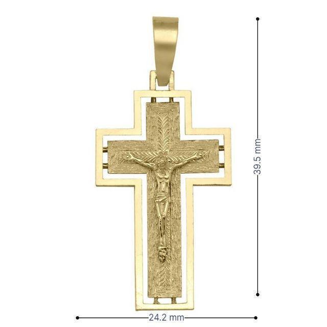 10k, 14k, 18k Yellow Gold Solid Religious Italian Cross in Cross with Crucifix