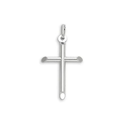 10, 14 Karat White Gold Small Religious Classic Italian Cross