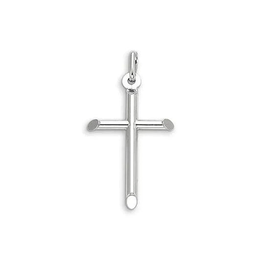 10, 14 Karat White Gold Small Religious Classic Italian Cross