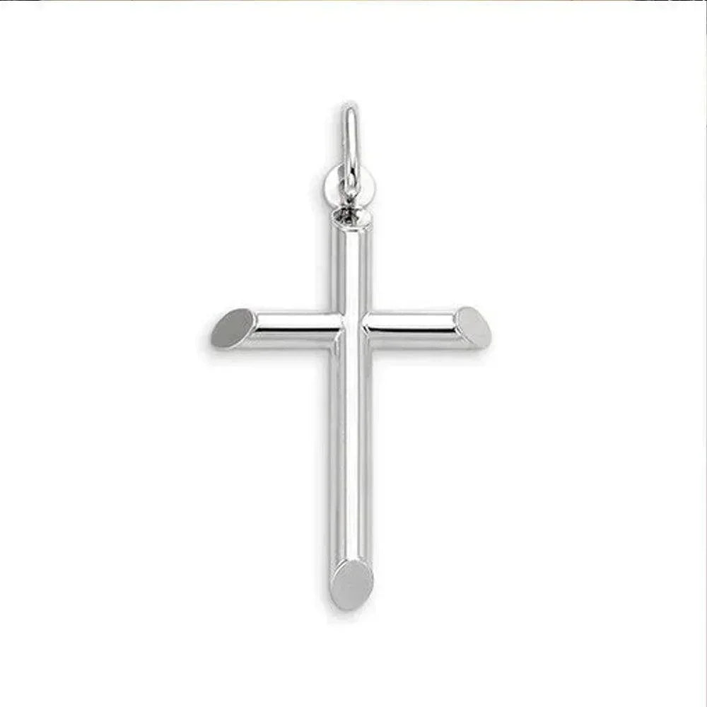 10, 14 Karat White Gold Medium Religious Classic Italian Cross