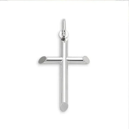 10, 14 Karat White Gold Medium Religious Classic Italian Cross