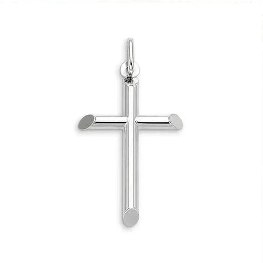 10, 14 Karat White Gold Medium Religious Classic Italian Cross