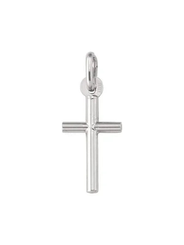 10, 14 Karat White Gold Religious Classic Italian Cross Pendant