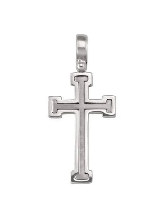 14k White Gold Fancy Religious Italian Cross
