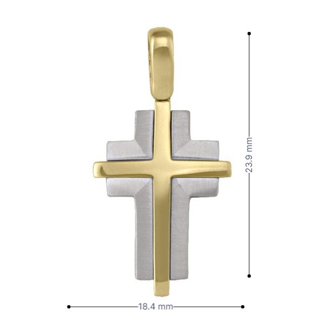 14k, 18k Yellow and White Gold Religious Italian Cross