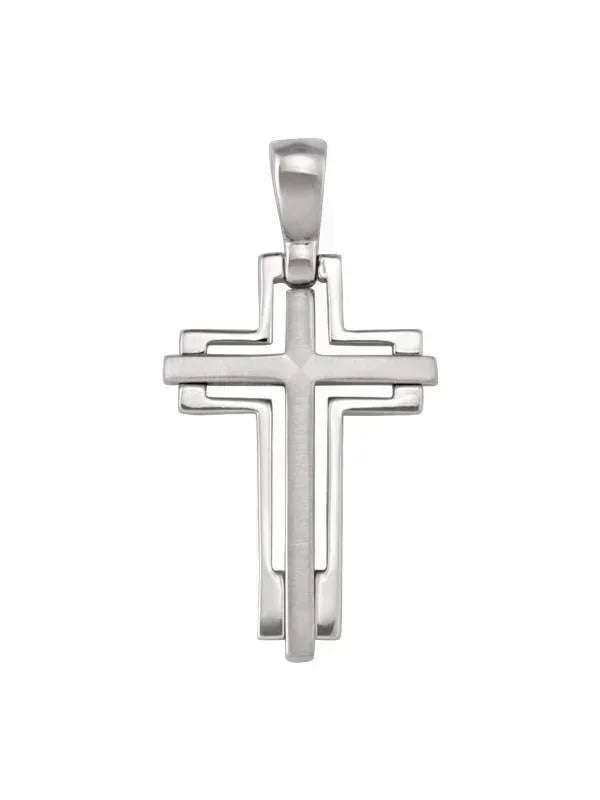 14k White Gold Fancy Religious Italian Cross