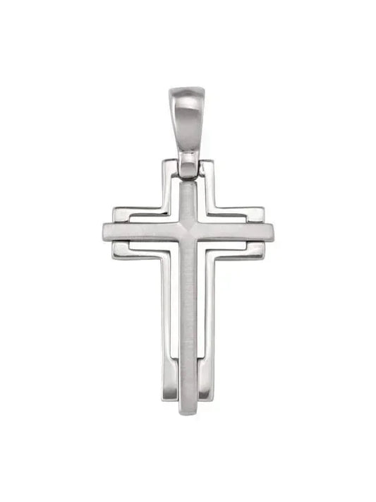 14k White Gold Fancy Religious Italian Cross