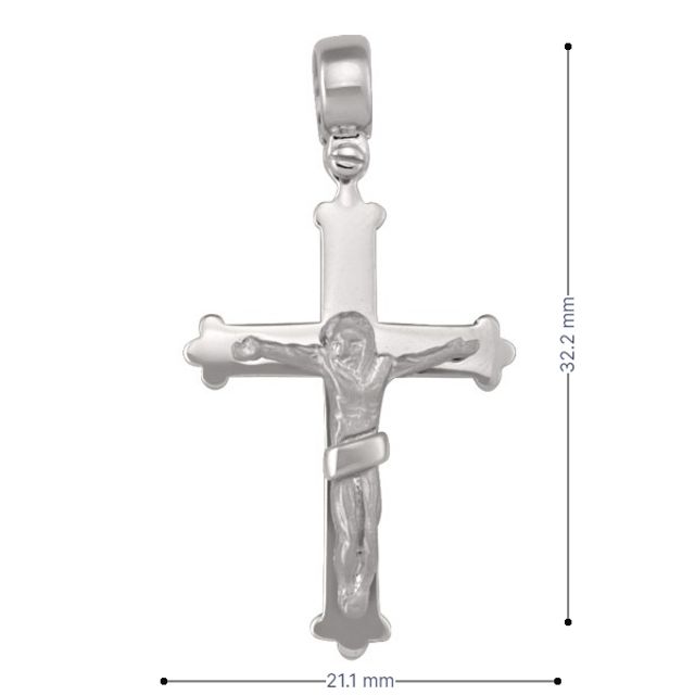 14k, 18k White Gold Fancy Religious Italian Cross with Crucifix