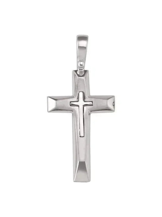 14k White Gold Fancy Religious Italian Cross