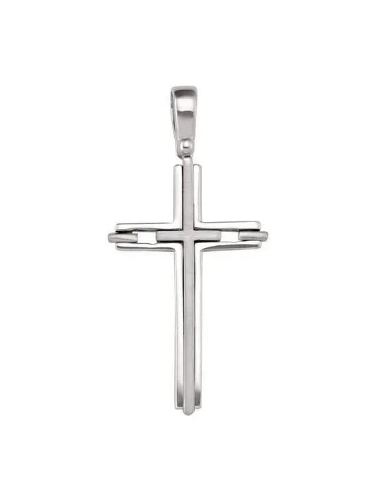 14k White Gold Fancy Religious Italian Cross