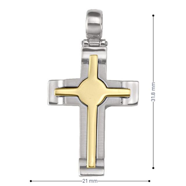 14k, 18k White and Yellow Gold Fancy Religious Italian Cross
