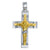 14k, 18k White Gold Fancy Religious Italian Cross with Yellow Gold Crucifix
