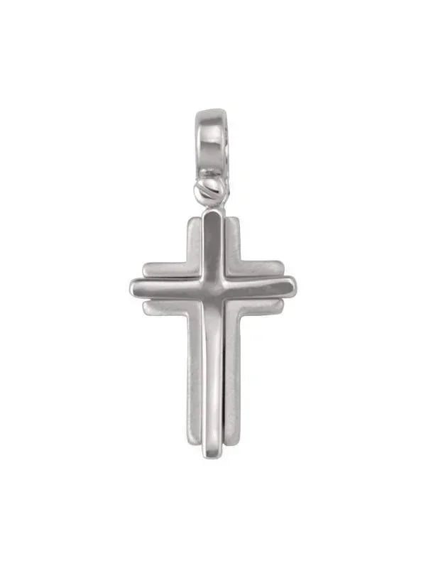 14k White Gold Modern Religious Italian Cross