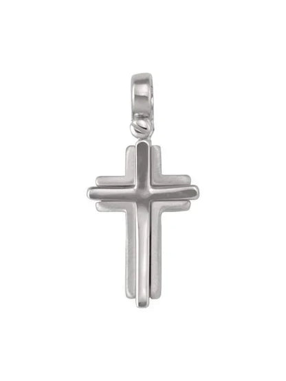 14k White Gold Modern Religious Italian Cross