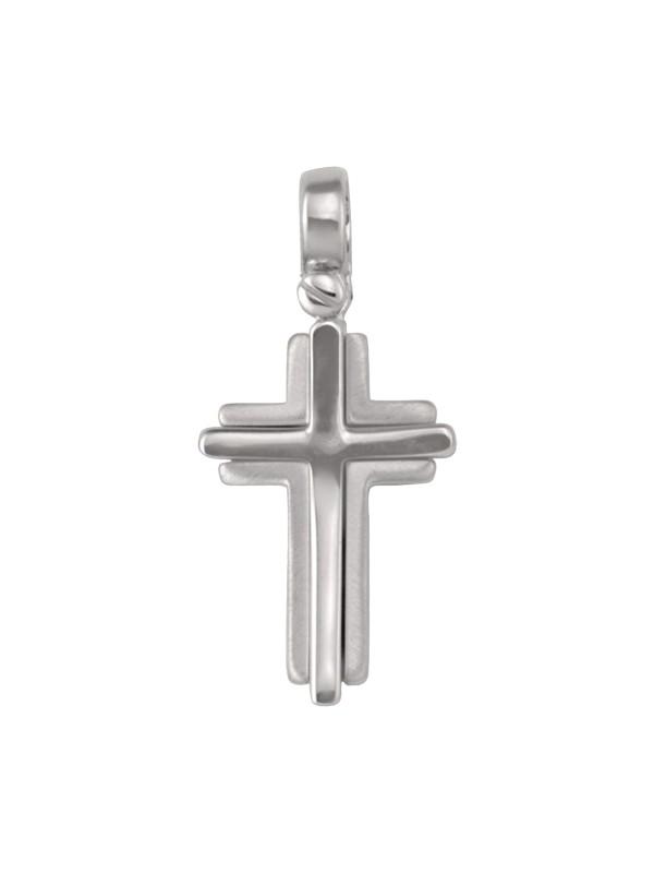 14k, 18k White Gold Modern Religious Italian Cross