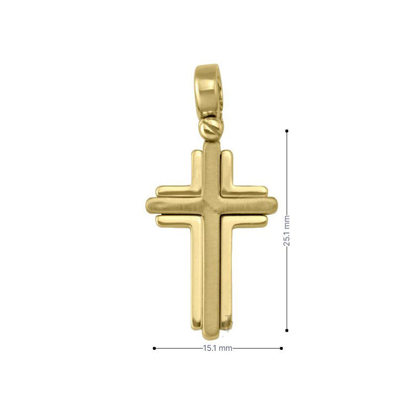 14, 18 Karat Yellow Gold Modern Religious Italian Cross