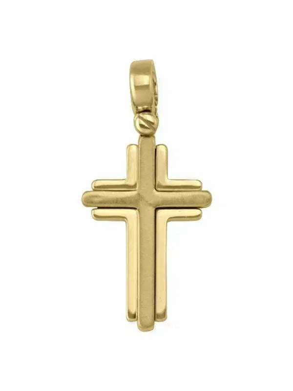 14k White and Yellow Gold Orthodox Religious Italian Cross