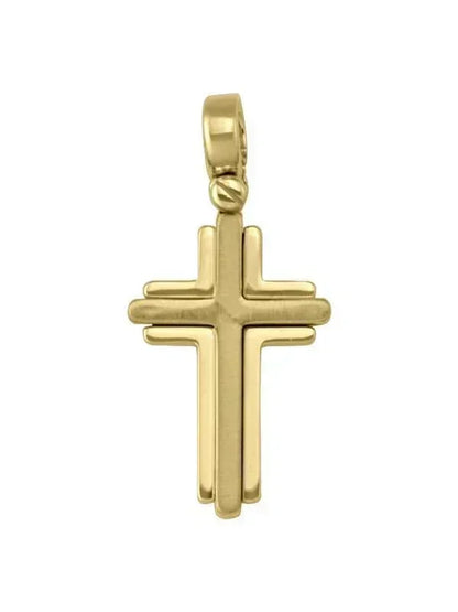 14k White and Yellow Gold Orthodox Religious Italian Cross
