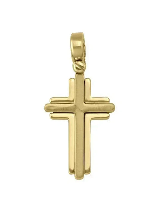 14k White and Yellow Gold Orthodox Religious Italian Cross