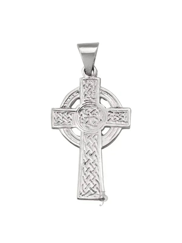 10, 14 Karat White Gold Religious Classic Italian Catholic Cross