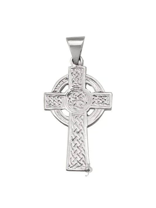 10, 14 Karat White Gold Religious Classic Italian Catholic Cross