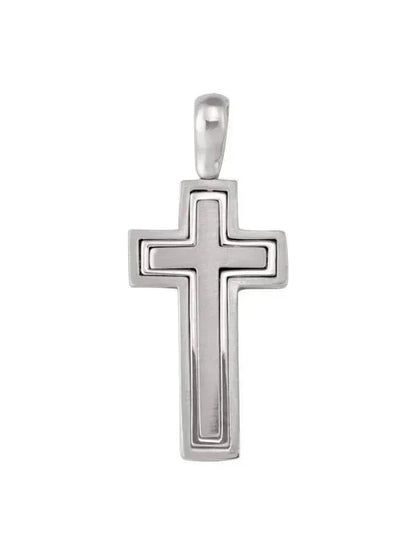 14k White Gold Modern Religious Italian Cross