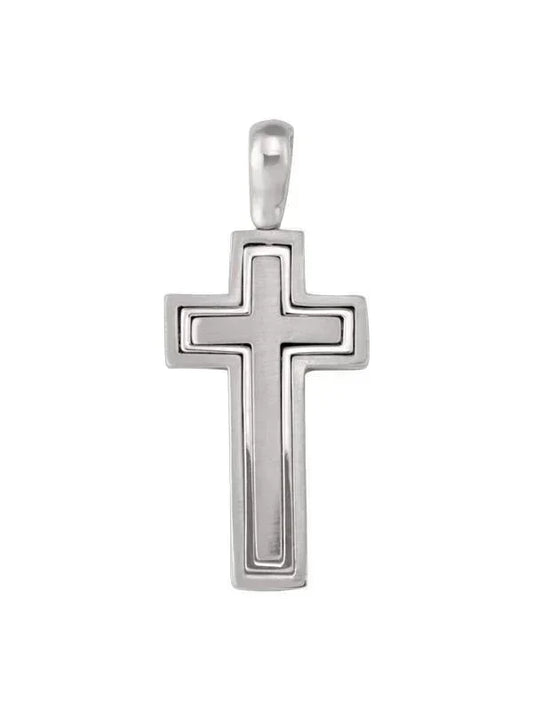 14k White Gold Modern Religious Italian Cross