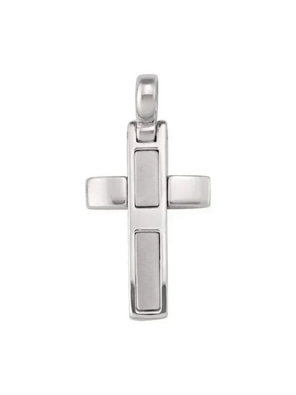 14k White Gold Modern Religious Italian Cross