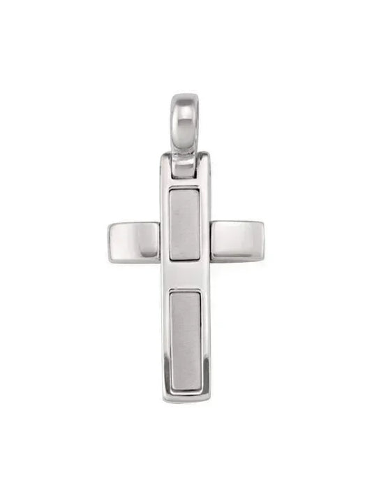 14k White Gold Modern Religious Italian Cross