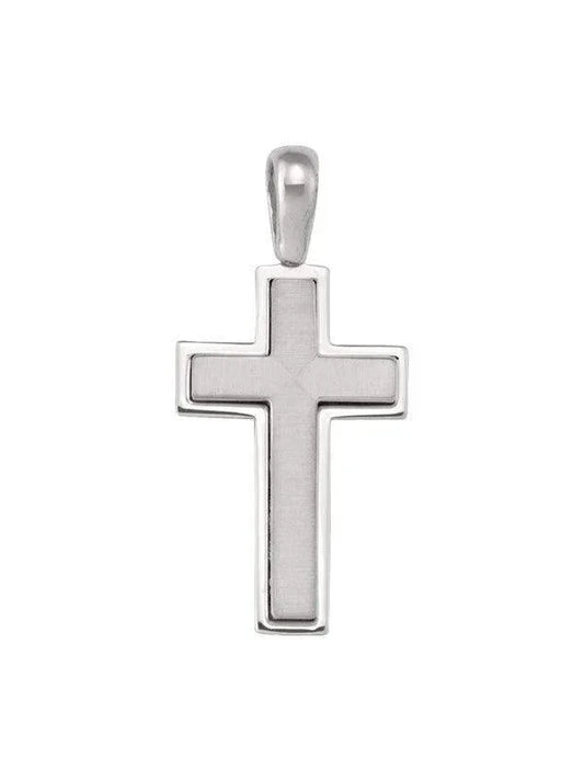 14 Karat White Gold Modern Religious Italian Cross