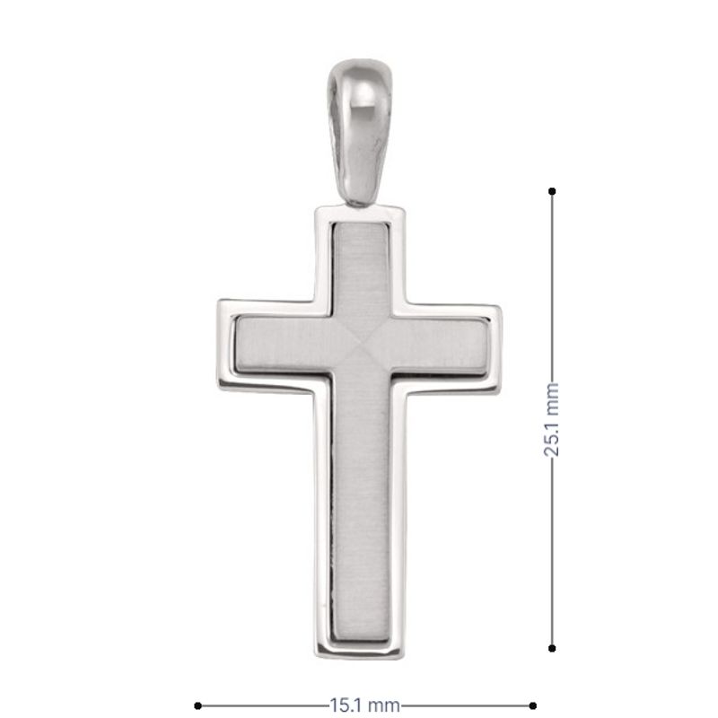 14, 18 Karat White Gold Modern Religious Italian Cross