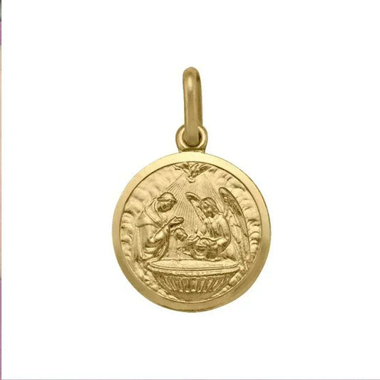 10, 14 Karat Yellow Gold Solid Baptism Medalion