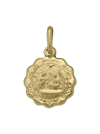 10, 14 Karat Yellow Gold Hollow Baptism Medalion