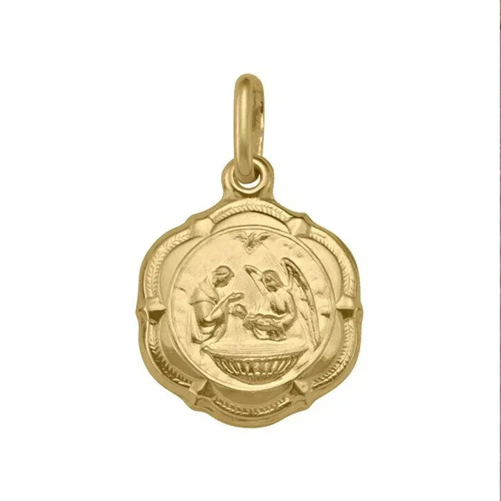 10, 14 Karat Yellow Gold Hollow Baptism Medalion