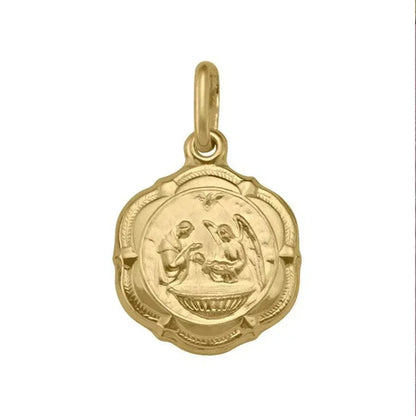 10, 14 Karat Yellow Gold Hollow Baptism Medalion