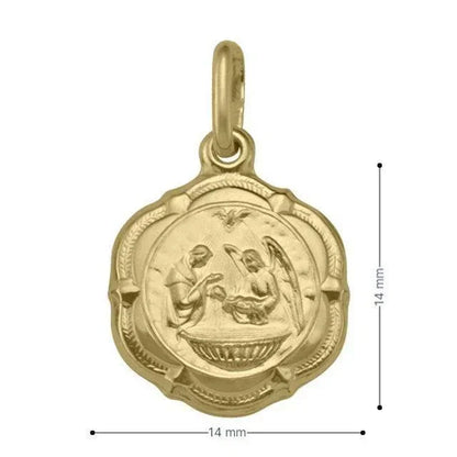10, 14, 18 Karat Yellow Gold Hollow Baptism Medalion