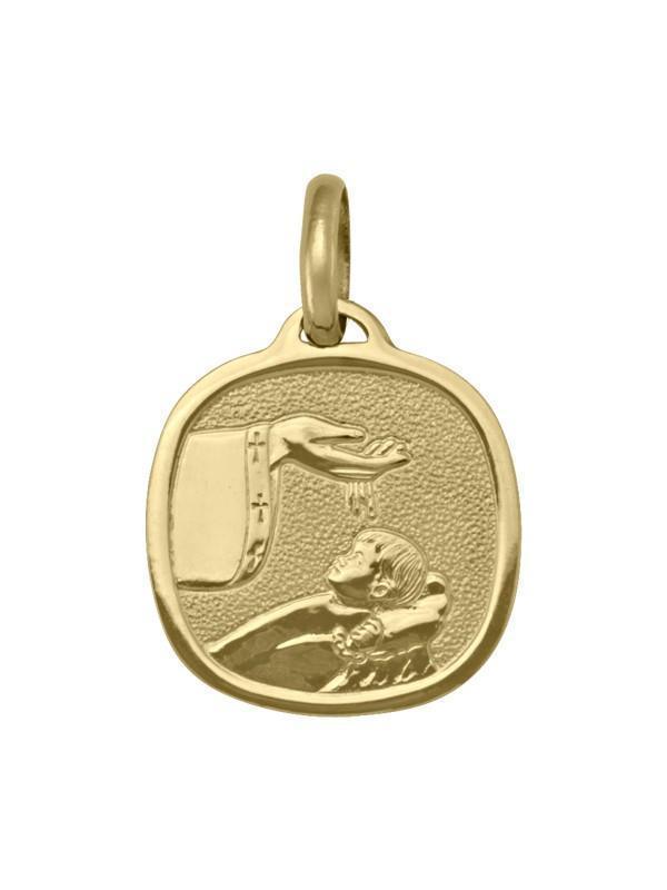 10, 14 Karat Yellow Gold Solid Baptism Medalion