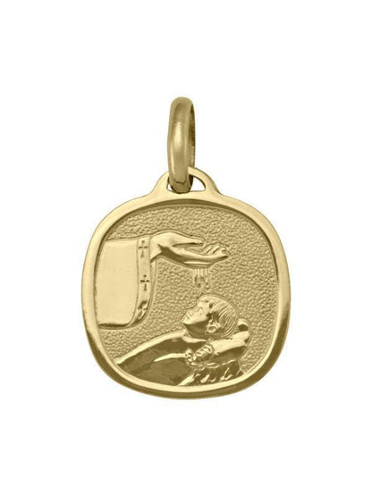 10, 14 Karat Yellow Gold Solid Baptism Medalion