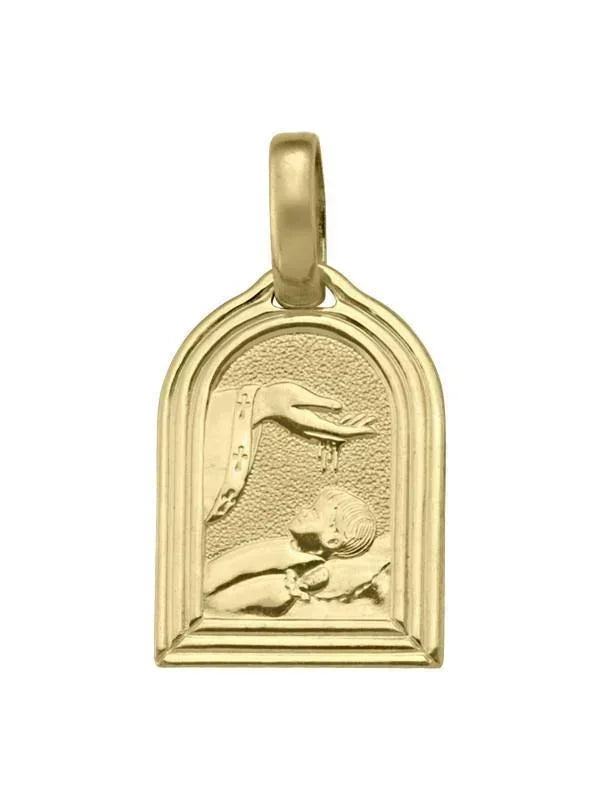 10, 14 Karat Yellow Gold Solid Baptism Medalion