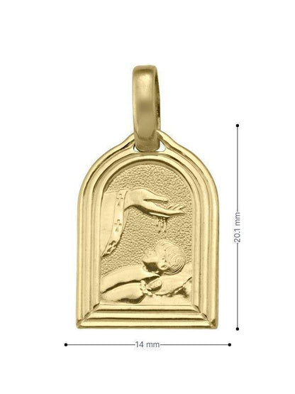 10, 14, 18 Karat Yellow Gold Solid Baptism Medalion