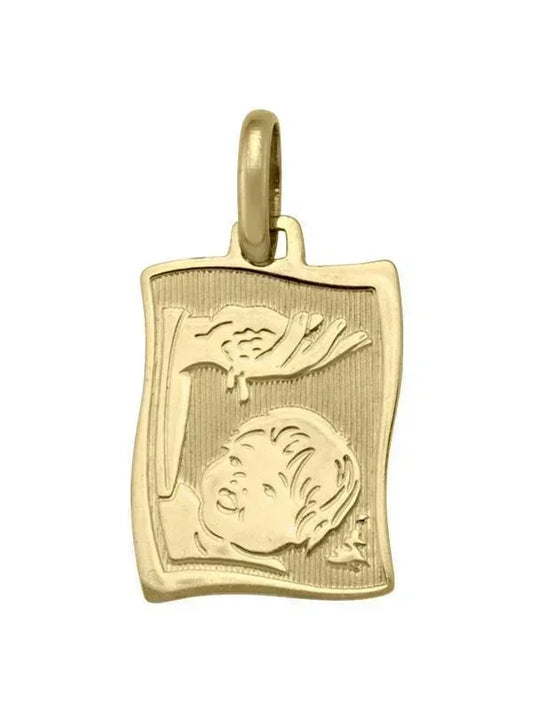 10, 14 Karat Yellow Gold Solid Baptism Medalion