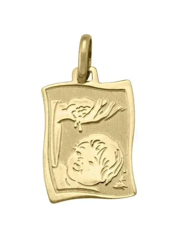 10, 14 Karat Yellow Gold Solid Baptism Medalion