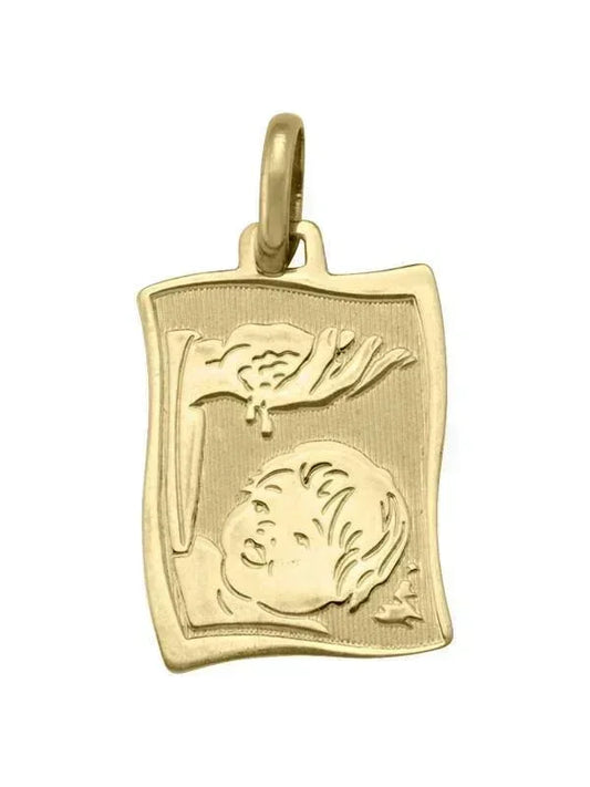 10, 14 Karat Yellow Gold Solid Baptism Medalion