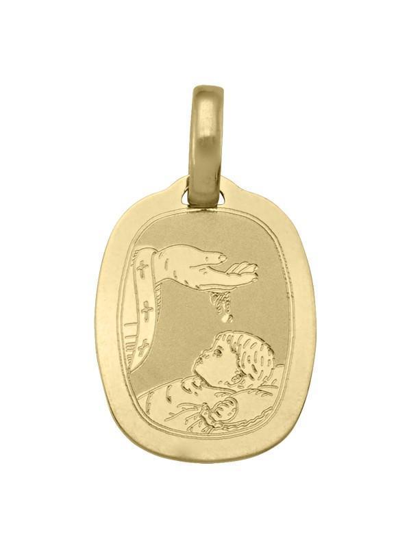 10, 14 Karat Yellow Gold Solid Baptism Medalion