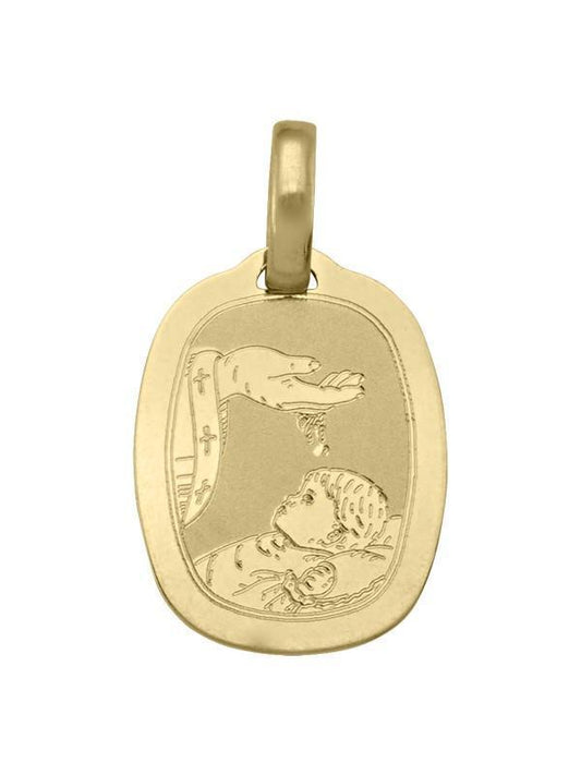 10, 14 Karat Yellow Gold Solid Baptism Medalion
