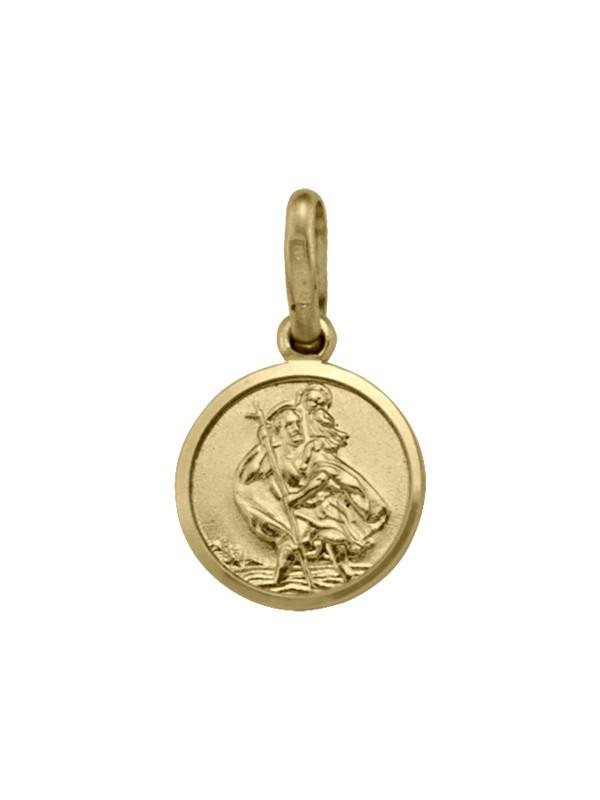 10 Karat Yellow Gold Solid Saint Christopher Medallion
