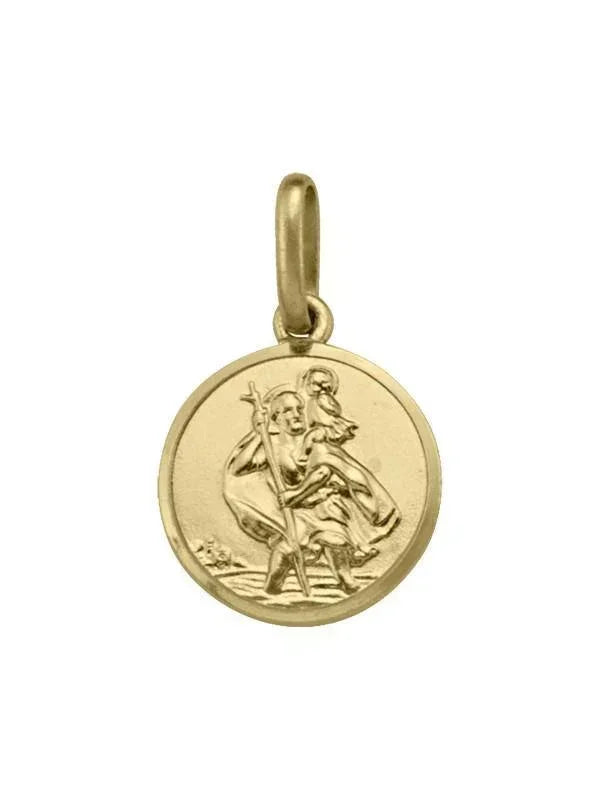 10, 14 Karat Yellow Gold Solid Saint Christopher Medallion