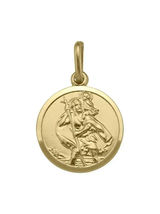 10, 14 Karat Yellow Gold Solid Saint Christopher Medallion