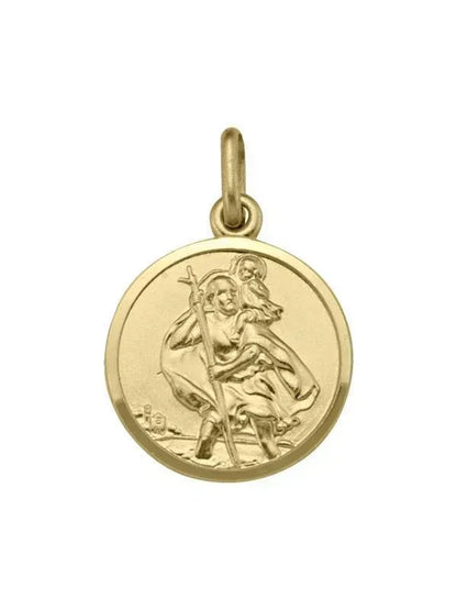 10, 14 Karat Yellow Gold Solid Saint Christopher Medallion